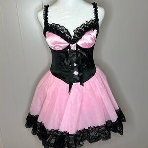 NWT Dolls Kill Blush Veiled Gloom Corset Mini Dress